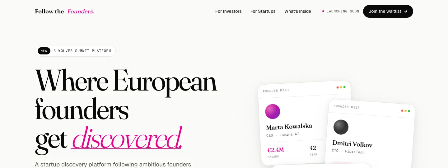 Follow Founders · 2026, Startup Platform